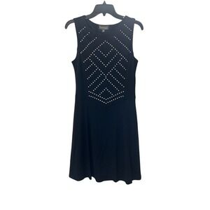 Luxology Black‎ Dress Studded Sleeveless A-Line Party Cocktail Dress M